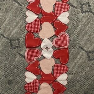 Heart Pattern Table Runner - Red, Pink, White